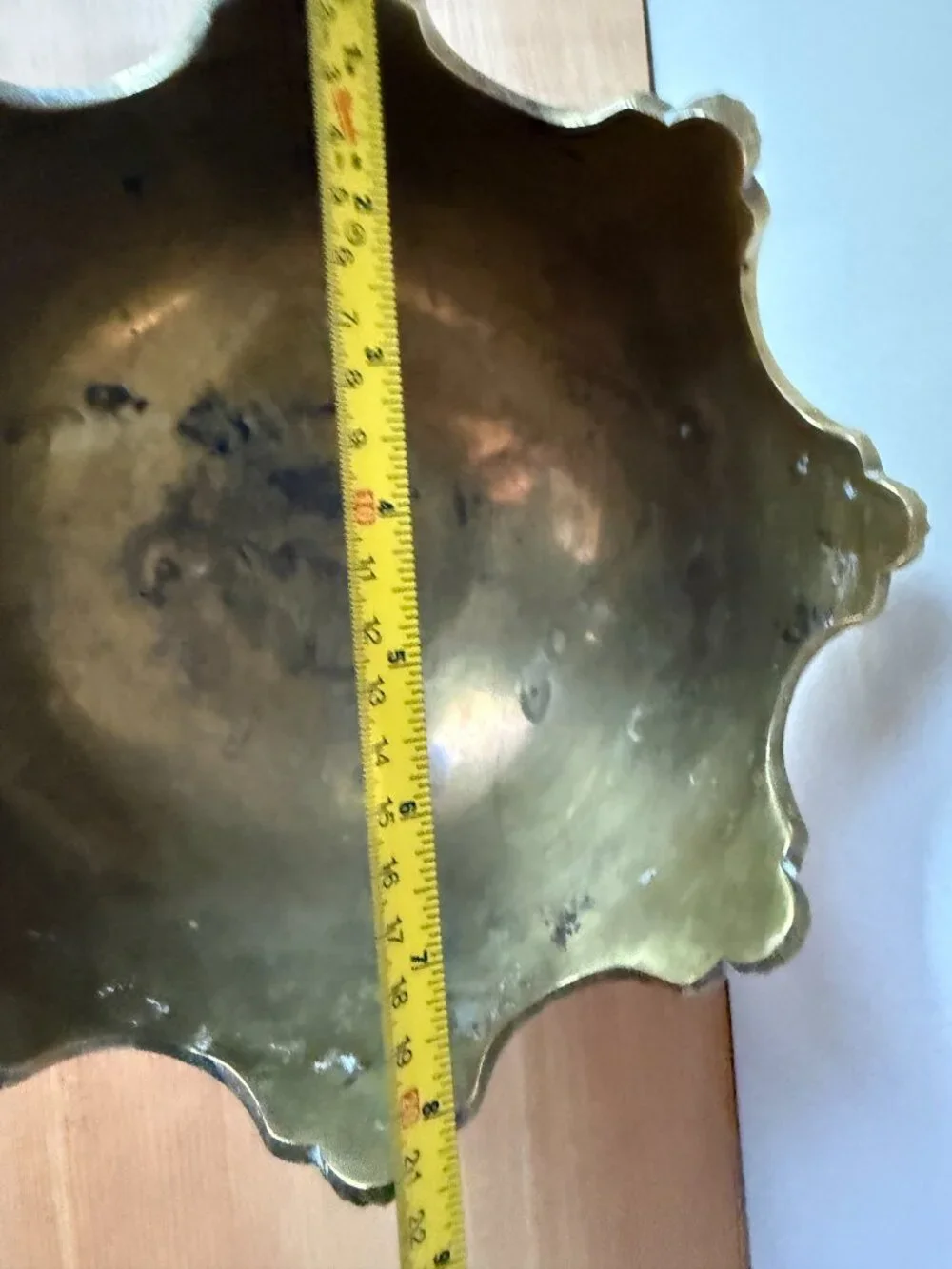 Vintage Brass Lion Head Pedestal Bowl | Scalloped Monteith Centerpiece